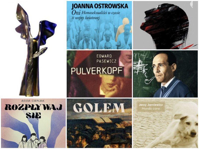 Grafika na podstawie okładek książek nominowanych do Nagrody Literackiej Nike